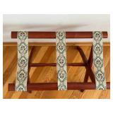 Wooden Frame Stand with Floral Fabric Straps - Vintage
