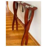 Wooden Frame Stand with Floral Fabric Straps - Vintage