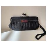 Fossil Kiss-Lock Clutch - Beaded Evening Clutch - Velvet Drawstring Pouch - Black Bead Necklace