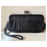 Fossil Kiss-Lock Clutch - Beaded Evening Clutch - Velvet Drawstring Pouch - Black Bead Necklace