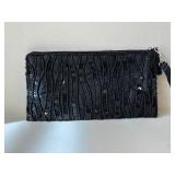 Fossil Kiss-Lock Clutch - Beaded Evening Clutch - Velvet Drawstring Pouch - Black Bead Necklace