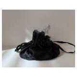 Fossil Kiss-Lock Clutch - Beaded Evening Clutch - Velvet Drawstring Pouch - Black Bead Necklace