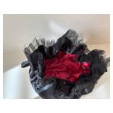 Fossil Kiss-Lock Clutch - Beaded Evening Clutch - Velvet Drawstring Pouch - Black Bead Necklace