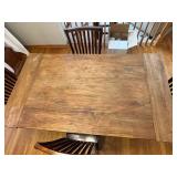 Crate & Barrel Dining Table & 4 Pier One Imports Dark Brown Slat-Back Chairs - Made in Indonesia