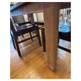 Crate & Barrel Dining Table & 4 Pier One Imports Dark Brown Slat-Back Chairs - Made in Indonesia