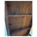 Crate & Barrel Dining Table & 4 Pier One Imports Dark Brown Slat-Back Chairs - Made in Indonesia