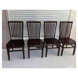 Crate & Barrel Dining Table & 4 Pier One Imports Dark Brown Slat-Back Chairs - Made in Indonesia