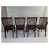 Crate & Barrel Dining Table & 4 Pier One Imports Dark Brown Slat-Back Chairs - Made in Indonesia