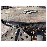 Round Mosaic Tile Outdoor Table with 4 Iron Chairs & Cushions
