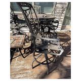Round Mosaic Tile Outdoor Table with 4 Iron Chairs & Cushions