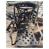Round Mosaic Tile Outdoor Table with 4 Iron Chairs & Cushions