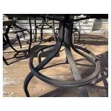 Round Mosaic Tile Outdoor Table with 4 Iron Chairs & Cushions