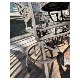 Round Mosaic Tile Outdoor Table with 4 Iron Chairs & Cushions