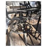 Round Mosaic Tile Outdoor Table with 4 Iron Chairs & Cushions