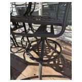 Round Mosaic Tile Outdoor Table with 4 Iron Chairs & Cushions