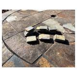 Round Mosaic Tile Outdoor Table with 4 Iron Chairs & Cushions