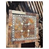 Round Mosaic Tile Outdoor Table with 4 Iron Chairs & Cushions