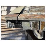 Round Mosaic Tile Outdoor Table with 4 Iron Chairs & Cushions