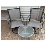 Outdoor Swivel Chairs with Round Mesh Table (Lot of 2)