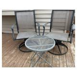 Outdoor Swivel Chairs with Round Mesh Table (Lot of 2)