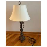 Table Lamp - Ornate Lamp with Beaded Tassels and Cream Shade