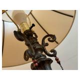 Table Lamp - Ornate Lamp with Beaded Tassels and Cream Shade