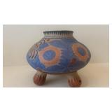 Hand-Painted Burnished Tonala Style Vintage Mexican Pottery Vase with Glossy Finish