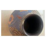 Hand-Painted Burnished Tonala Style Vintage Mexican Pottery Vase with Glossy Finish