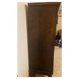 Dark Wood Display Cabinet with Textured Glass Doors - 4-Door, Rustic Mission Style