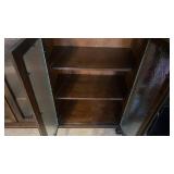 Dark Wood Display Cabinet with Textured Glass Doors - 4-Door, Rustic Mission Style