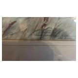 Framed Seascape Print - Geese in Flight Over Shoreline