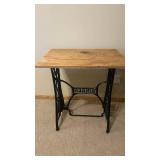 Singer Sewing Table with Wood Top on Treadle Stand - Vintage Base