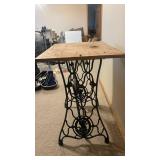 Singer Sewing Table with Wood Top on Treadle Stand - Vintage Base