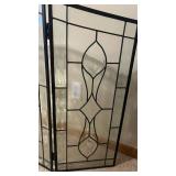 Frontgate 3-Panel Folding Screen with Floral Center Motif, Black Metal Frame