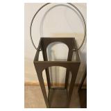 Pair of Modern Bronze Metal Floor Stands with Circular Ring