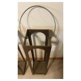 Pair of Modern Bronze Metal Floor Stands with Circular Ring
