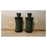 Green Distressed Ceramic Vases (Lot of 2)