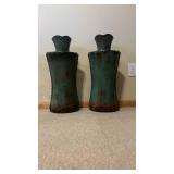 Green Distressed Ceramic Vases (Lot of 2)