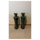Green Distressed Ceramic Vases (Lot of 2)