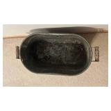 Antique Copper Wash Tub with Wooden Handles - Large Oval Metal Basin, Vintage Farmhouse Decor