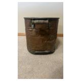 Antique Copper Wash Tub with Wooden Handles - Large Oval Metal Basin, Vintage Farmhouse Decor