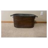 Vintage Coal Hod - Steel Coal Bucket with Wooden Bail Handle, Rustic Farmhouse