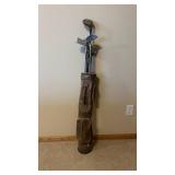 Vintage 1930s Ladies Golf Club Set in Leather Carry Bag - Irons & Woods