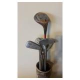 Vintage 1930s Ladies Golf Club Set in Leather Carry Bag - Irons & Woods