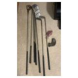 Vintage 1930s Ladies Golf Club Set in Leather Carry Bag - Irons & Woods