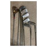 Vintage 1930s Ladies Golf Club Set in Leather Carry Bag - Irons & Woods