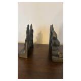 Brass Fish Bookends - Pair with Wave Motif