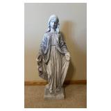 Virgin Mary Statue - Indoor Display, Stone-Like Gray Finish