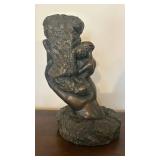 Sculpture - Bronze-Finish Hand & Rock with Nude Figure
