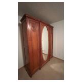 Antique French Country Armoire with Full-Length Mirror - Antique-Style Carved Wood